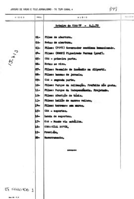 TV Tupi [emissora]. Rede Tupi de Notícias [programa]. Roteiro [televisivo], 06 jan. 1972.