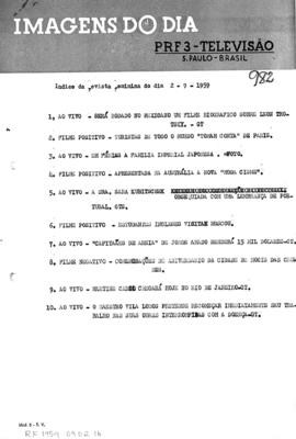 TV Tupi [emissora]. Revista Feminina [programa]. Roteiro [televisivo], 02 set. 1959 [versão 2].