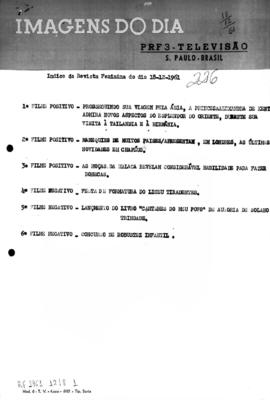 TV Tupi [emissora]. Revista Feminina [programa]. Roteiro [televisivo], 18 dez. 1961.