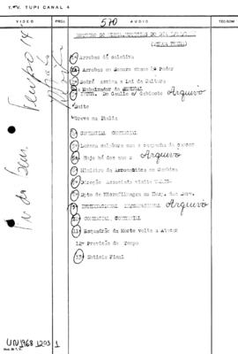 TV Tupi [emissora]. Ultra Notícias [programa]. Roteiro [televisivo], 03 dez. 1968.