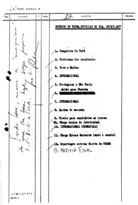 TV Tupi [emissora]. Ultra Notícias [programa]. Roteiro [televisivo], 27 abr. 1967.