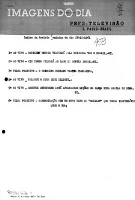 TV Tupi [emissora]. Revista Feminina [programa]. Roteiro [televisivo], 26 dez. 1961.