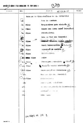 TV Tupi [emissora]. Ultra Notícias [programa]. Roteiro [televisivo], 29 nov. 1969.