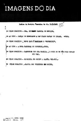 TV Tupi [emissora]. Revista Feminina [programa]. Roteiro [televisivo], 31 mai. 1962.