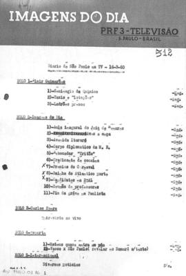 TV Tupi [emissora]. Diário de São Paulo na T.V. [programa]. Roteiro [televisivo], 16 mar. 1960.