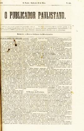 O Publicador paulistano [jornal], n. 141. São Paulo-SP, 28 mai. 1859.
