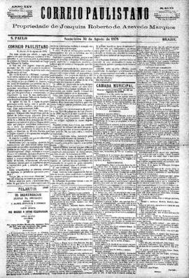 Correio paulistano [jornal], [s/n]. São Paulo-SP, 30 ago. 1878.