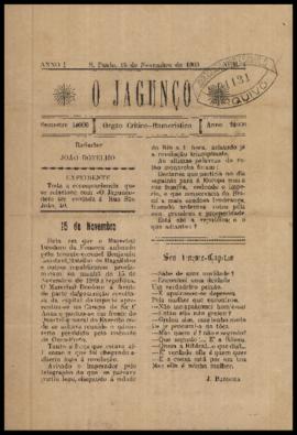 O Jagunço [jornal], a. 1, n. 4. São Paulo-SP, 15 nov. 1903.