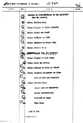 TV Tupi [emissora]. Ultra Notícias [programa]. Roteiro [televisivo], 14 set. 1970.