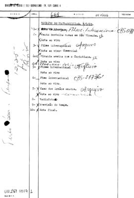 TV Tupi [emissora]. Ultra Notícias [programa]. Roteiro [televisivo], 07 ago. 1969.