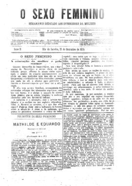 O Sexo feminino [jornal], a. 2, n. 18. Campanha-MG, 26 dez. 1875.