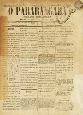 O Pararangaba [jornal], a. 1, n. 1. São José dos Campos-SP, 02 jul. 1882.