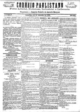 Correio paulistano [jornal], [s/n]. São Paulo-SP, 15 set. 1876.