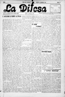 La Difesa [jornal], a. 1, n. 16. São Paulo-SP, 15 dez. 1923.