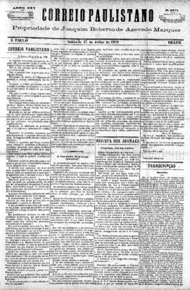 Correio paulistano [jornal], [s/n]. São Paulo-SP, 27 jul. 1878.