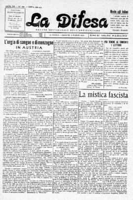 La Difesa [jornal], a. 12, n. 488. São Paulo-SP, 03 mar. 1934.