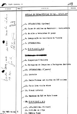 TV Tupi [emissora]. Ultra Notícias [programa]. Roteiro [televisivo], 02 dez. 1967.