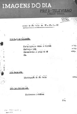 TV Tupi [emissora]. Diário de São Paulo na T.V. [programa]. Roteiro [televisivo], 27 fev. 1960.