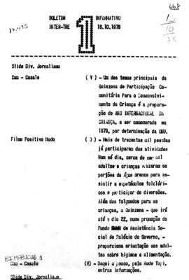 TV Tupi [emissora]. Boletim Informativo [programa]. Roteiro [televisivo], 16 out. 1978.