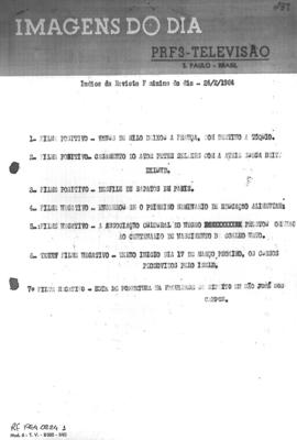 TV Tupi [emissora]. Revista Feminina [programa]. Roteiro [televisivo], 24 fev. 1964.