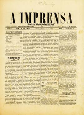 A Imprensa [jornal], a. 1, n. 3. Bauru-SP, 19 mai. 1912.