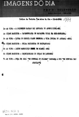 TV Tupi [emissora]. Revista Feminina [programa]. Roteiro [televisivo], 12 fev. 1962.