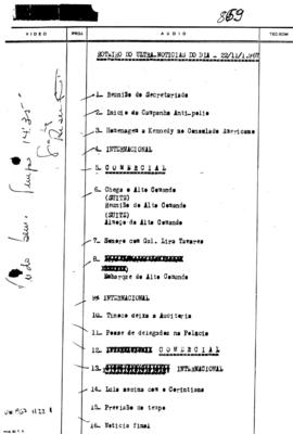 TV Tupi [emissora]. Ultra Notícias [programa]. Roteiro [televisivo], 22 nov. 1967.