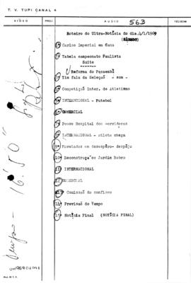 TV Tupi [emissora]. Ultra Notícias [programa]. Roteiro [televisivo], 04 jan. 1969.