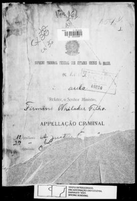 Processo... [apelação criminal], nª 1009/1927. [São Paulo-SP?], 1927. v. 161