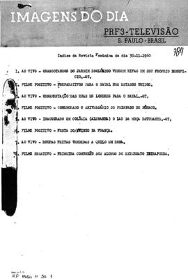 TV Tupi [emissora]. Revista Feminina [programa]. Roteiro [televisivo], 30 nov. 1960.
