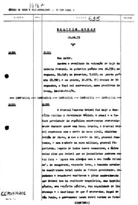 TV Tupi [emissora]. Informativo/Boletim CEESP [programa]. Roteiro [televisivo], 20 jun. 1973.