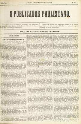 O Publicador paulistano [jornal], n. 114. São Paulo-SP, 09 nov. 1858.