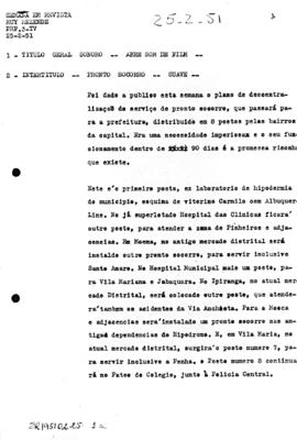 TV Tupi [emissora]. Semana em Revista [programa]. Roteiro [televisivo], 25 fev. 1951 [versão 1].