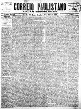 Correio paulistano [jornal], [s/n]. São Paulo-SP, 23 abr. 1893.