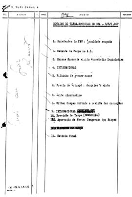 TV Tupi [emissora]. Ultra Notícias [programa]. Roteiro [televisivo], 05 mai. 1967.