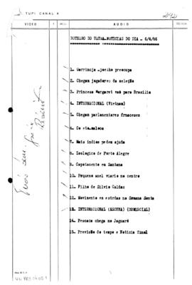 TV Tupi [emissora]. Ultra Notícias [programa]. Roteiro [televisivo], 06 abr. 1966.