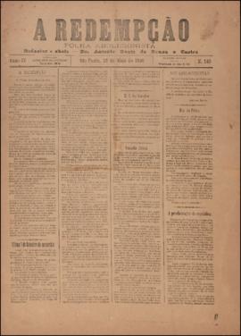 A Redempção [jornal], a. 4, n. 140. São Paulo-SP, 13 mai. 1890.