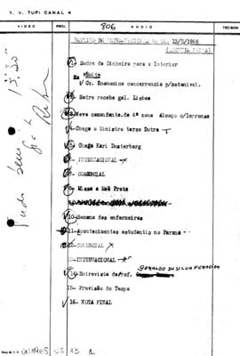 TV Tupi [emissora]. Ultra Notícias [programa]. Roteiro [televisivo], 13 mai. 1968.