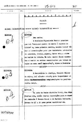 TV Tupi [emissora]. Ultra Notícias [programa]. Roteiro [televisivo], 01 set. 1971.