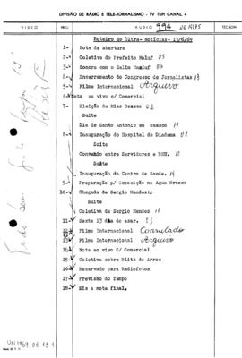 TV Tupi [emissora]. Ultra Notícias [programa]. Roteiro [televisivo], 13 jun. 1969.