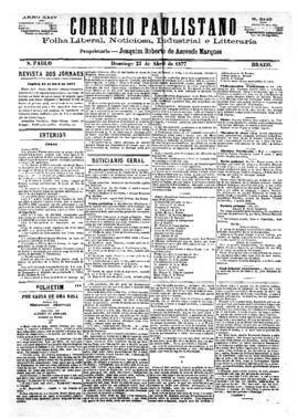 Correio paulistano [jornal], [s/n]. São Paulo-SP, 22 abr. 1877.