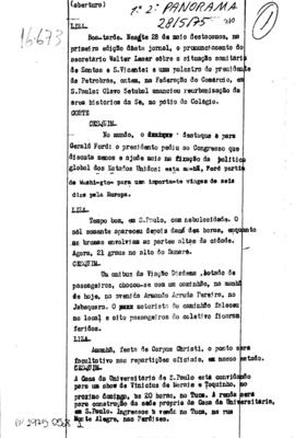 TV Tupi [emissora]. Jornal Panorama [programa]. Roteiro [televisivo], 28 mai. 1975.