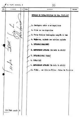 TV Tupi [emissora]. Ultra Notícias [programa]. Roteiro [televisivo], 07 jun. 1967.