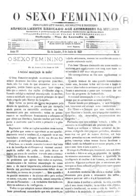 O Sexo feminino [jornal], a. 3, n. 1. Campanha-MG, 02 jun. 1889.