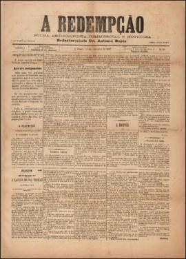 A Redempção [jornal], a. 1, n. 82. São Paulo-SP, 23 out. 1887.