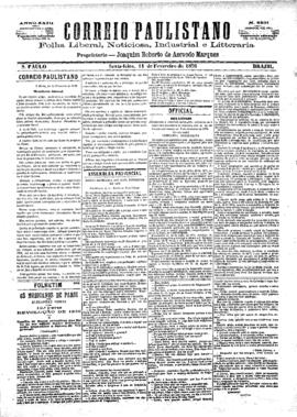 Correio paulistano [jornal], [s/n]. São Paulo-SP, 11 fev. 1876.