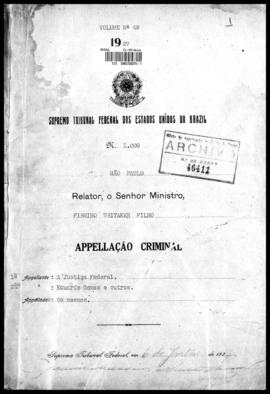 Processo... [apelação criminal], nª 1009/1927. [São Paulo-SP?], 1927. v. 49