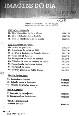 TV Tupi [emissora]. Diário de São Paulo na T.V. [programa]. Roteiro [televisivo], 07 mar. 1959.