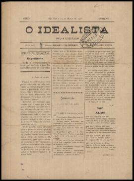 O Idealista [jornal], a. 1, n. 1. São Paulo-SP, 19 mar. 1903.