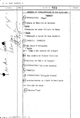 TV Tupi [emissora]. Ultra Notícias [programa]. Roteiro [televisivo], 24 ago. 1968.